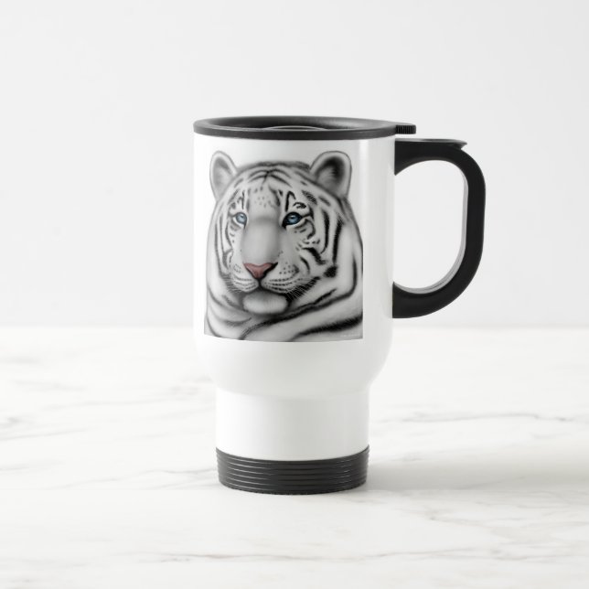 Caneca de viagem branca régia do tigre (Direita)
