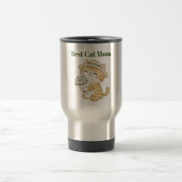 Caneca de Viagem Buquê de Rosas Jardineira de Gato