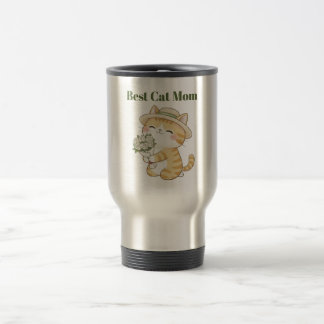 Caneca de Viagem Buquê de Rosas Jardineira de Gato