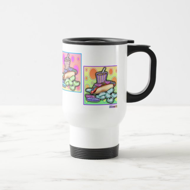 Caneca de Viagem - Cachorro Quente Pop Art com Bat (Direita)