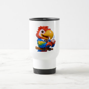 Caneca de Viagem Café Papagaio Ave Exótica 