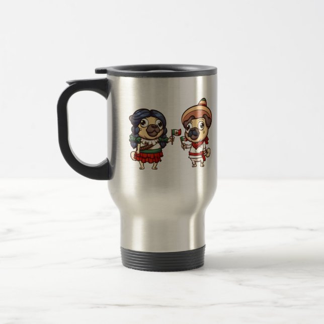 Caneca de viagem Cinco De Mayo Pugs (Esquerda)