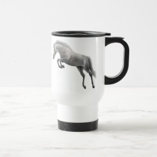 Caneca de viagem cinzenta de salto do cavalo