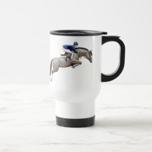 Caneca de viagem cinzenta do cavalo da ligação e