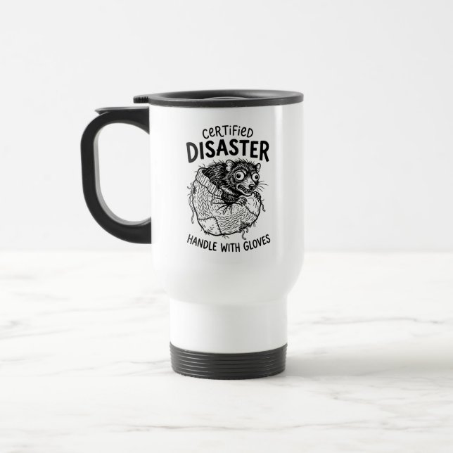 Caneca de Viagem Citações Divertidas de Desastre (Esquerda)