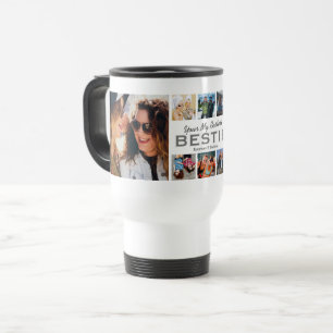 Caneca de Viagem Colagem de Fotos da Melhor Amiga