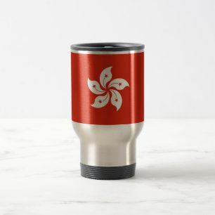 Caneca de viagem com a bandeira de Hong Kong,