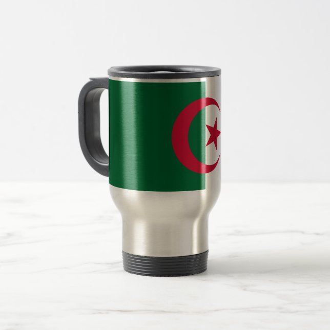Caneca de viagem com bandeira da Argélia (Frente Esquerda)