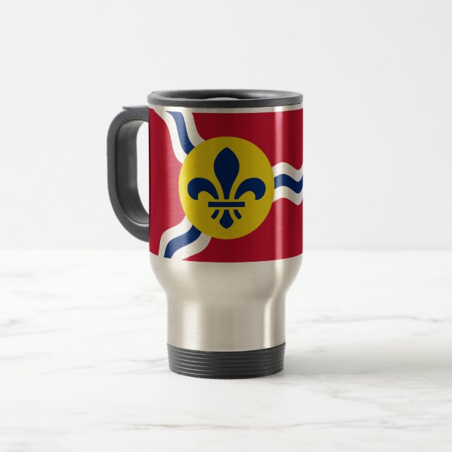 Caneca de viagem com Bandeira da Rua Louis, Missou (Frente Esquerda)