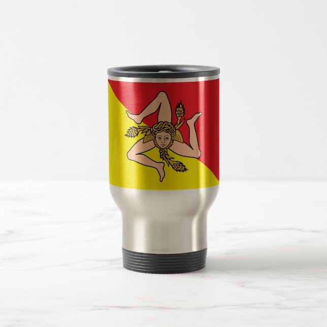 Caneca de viagem com bandeira da Sicília, Itália (Centro)