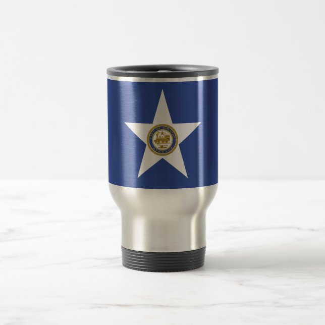 Caneca de viagem com Bandeira de Houston, Texas, E (Centro)