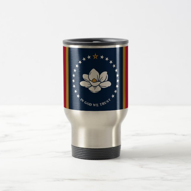 Caneca de Viagem com Bandeira do Estado do Mississ (Centro)