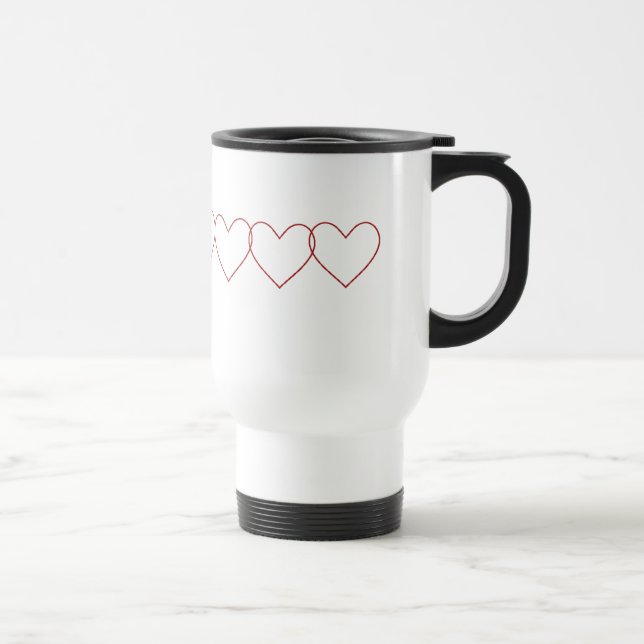 Caneca de viagem Com Corações Vermelhos (Direita)