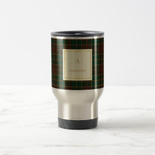 Caneca de Viagem com Monograma e Padrão Xadrez Ele