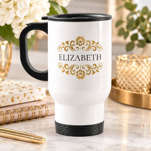 Caneca de Viagem com Monograma Moderno e Elegante