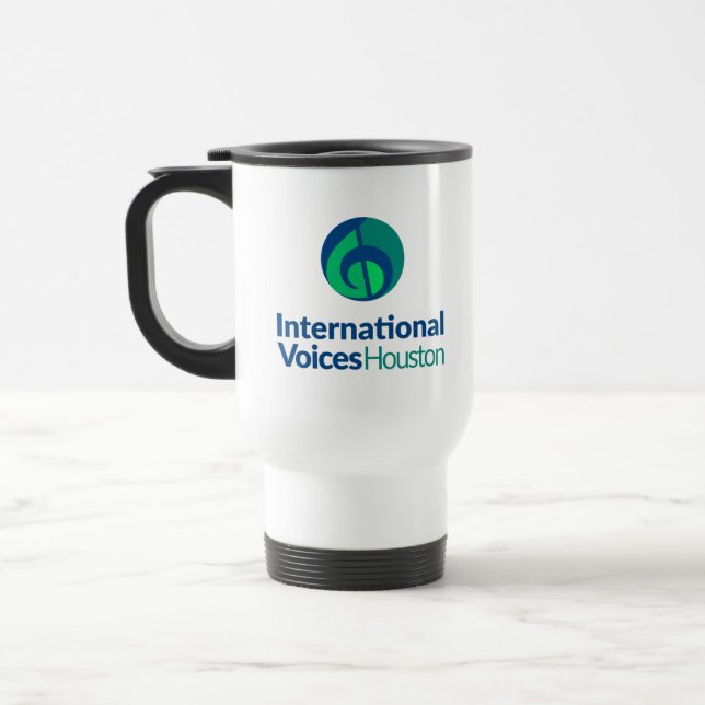 Caneca de viagem com o logotipo e a missão IVH (Esquerda)