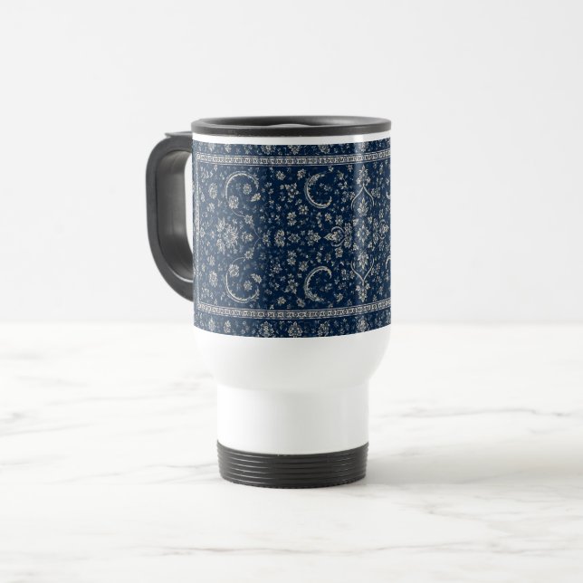 Caneca de Viagem com Padrão de Tapete Persa (Frente Esquerda)