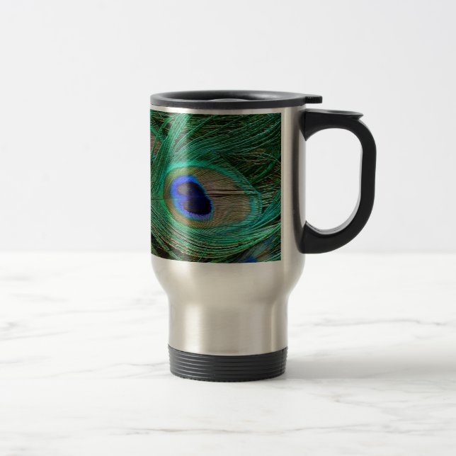 Caneca de viagem com pena de pavão azul indiano (Direita)