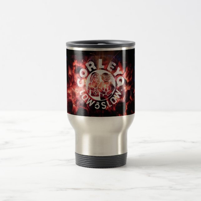 Caneca de viagem com projeto do "fogo" de CorleyQ (Centro)