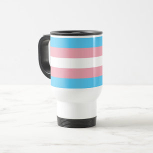 Caneca de viagem com risca rosa e azul