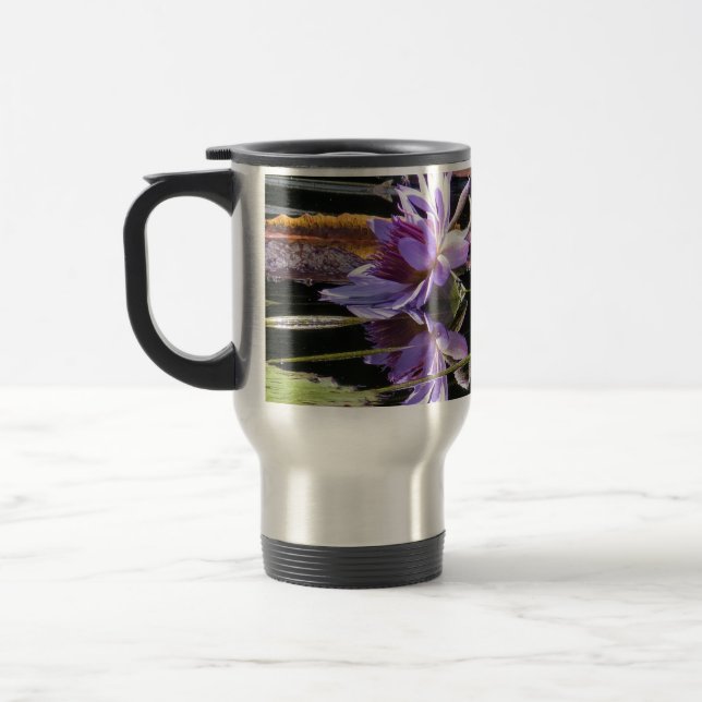 Caneca de viagem com roxo waterlily na flor (Esquerda)