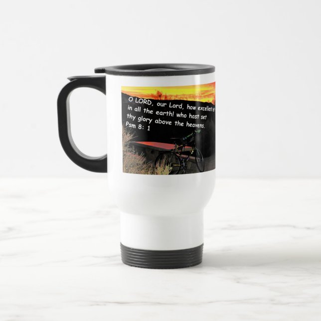 Caneca de viagem com Salmos 8-1 inscritos (Esquerda)