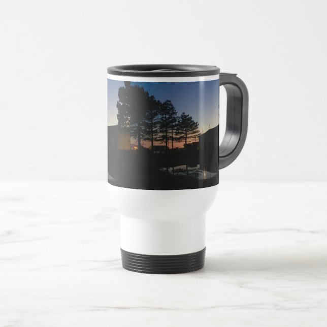 Caneca de viagem com uma bela foto do pôr do sol c (Frente Esquerda)