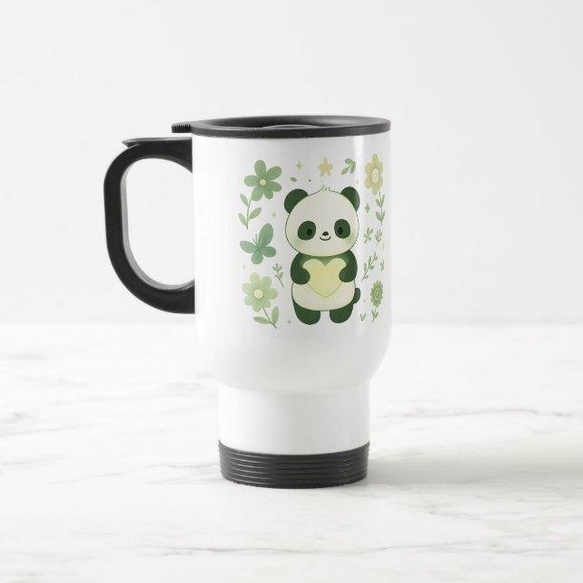 Caneca de Viagem Coração de Panda Caprichoso (Esquerda)