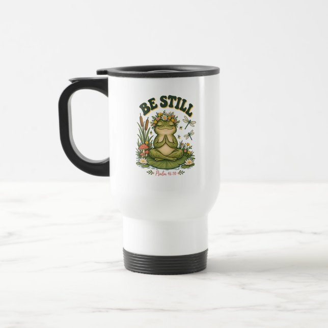 Caneca de Viagem Cristã Fique em Silêncio (Esquerda)