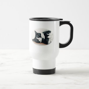 Caneca de viagem da arte do gato do smoking