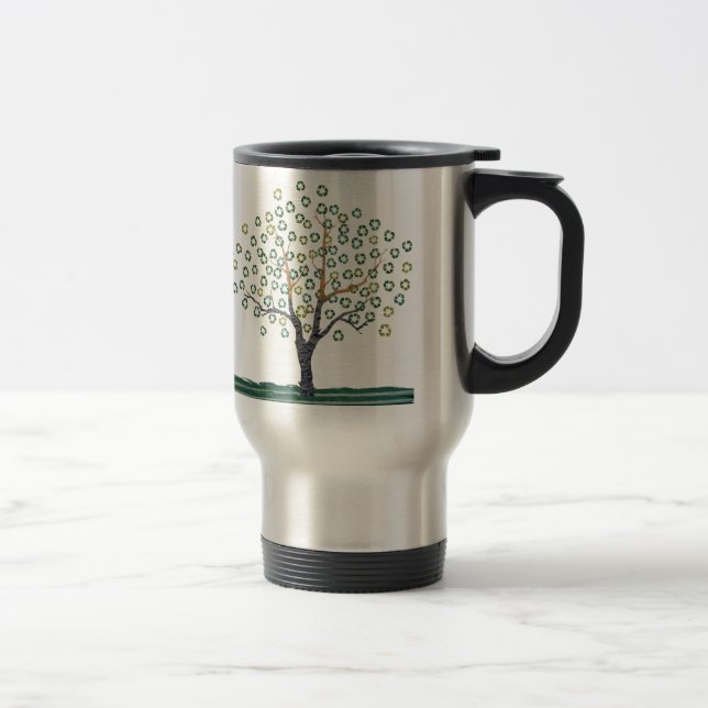 Caneca de viagem da árvore do reciclar da arte do (Direita)