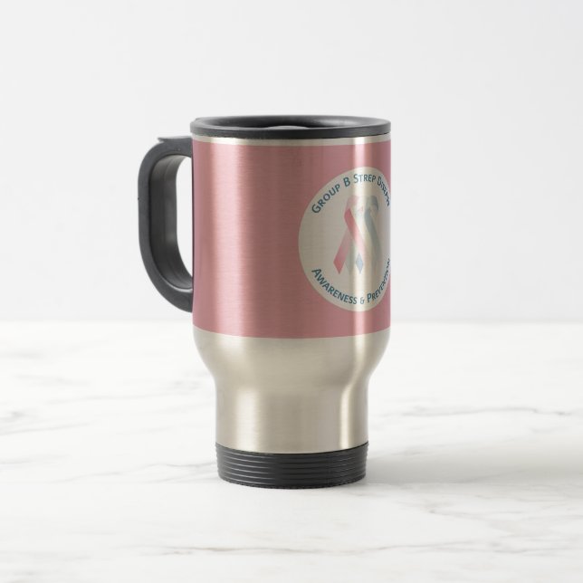 Caneca de viagem da consciência de GBS (rosa) (Frente Esquerda)