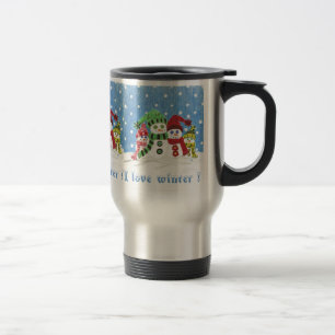 caneca de viagem da família Snowmen