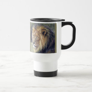 Caneca de viagem da viagem ao trabalho do leão