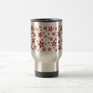 Caneca de viagem das estrelas vermelhas