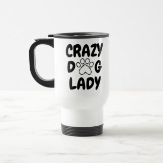Caneca de Viagem de Aço Inox 'Crazy Dog Lady'