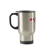 Caneca de viagem de aço inoxidável com corações ve
