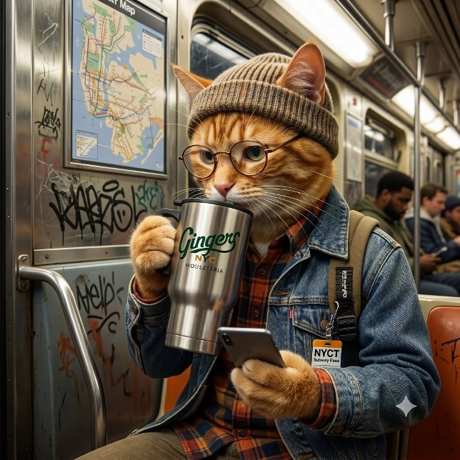 Caneca de viagem de aço inoxidável Ginger's NYC Mo (Criador carregado)