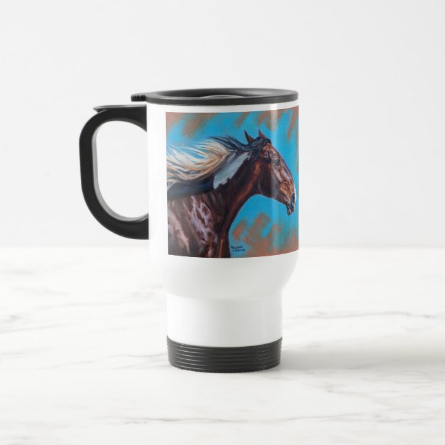 Caneca de viagem de aço para cavalos de vento (Esquerda)