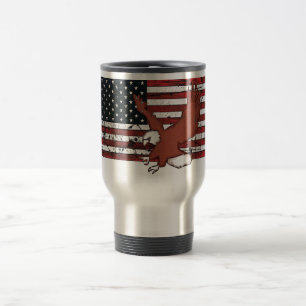 Caneca de viagem de águia-gigante da bandeira amer
