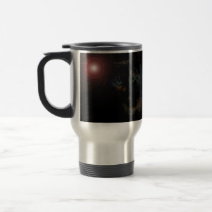 Caneca de viagem de alumínio gato preto de olhos v
