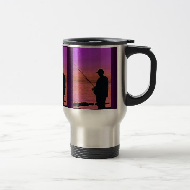 Caneca de viagem de Arte Digital de Pesca Sunset (Direita)