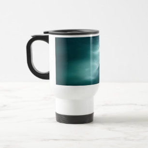 Caneca de Viagem de Arte Fluida Abstrata em Azul T
