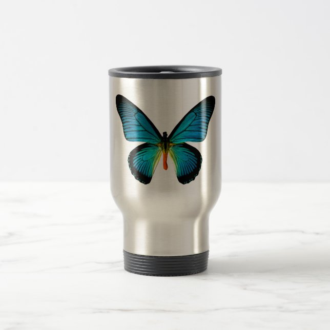 Caneca de viagem de Borboleta Azul (Centro)