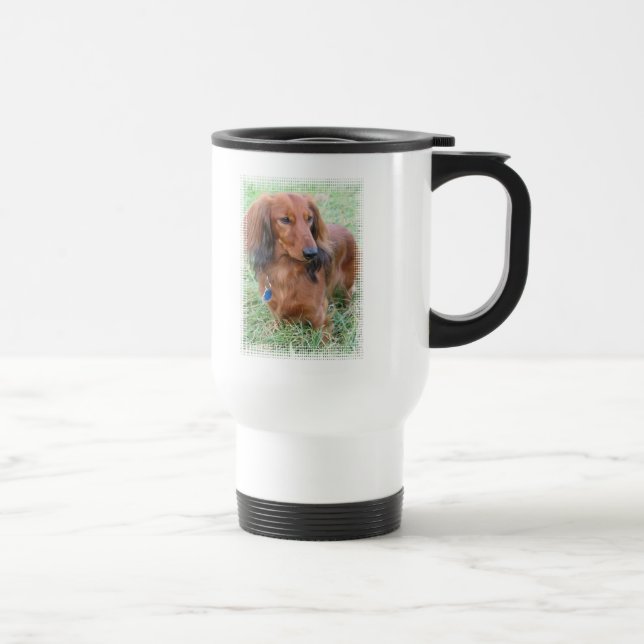 Caneca de viagem de cabelos compridos do Dachshund (Direita)