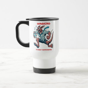 Caneca de viagem de caos alimentada pela cafeína