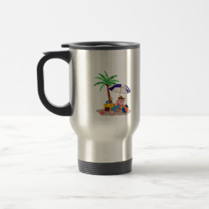 Caneca de Viagem de Coco de Praia Tropical Fofa