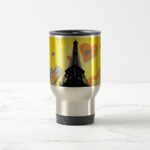 Caneca de viagem de Corações em Torre Eifel