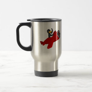 Caneca de viagem de desenho animado de pinguim voa