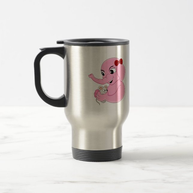 Caneca de viagem de desenho de uma garota elefante (Esquerda)